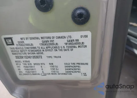 2006 Chevrolet Silverado 1500 Lt2 from USA, damaged, VIN 2GCEK13Z461263072